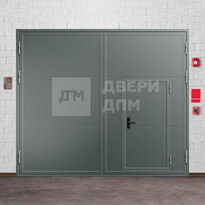 Автоматические противопожарные ворота с калиткой распашные ВПМ-2